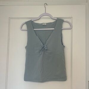 Aritzia Sunday Best Tie-Front V-Neck Tank Top in Light Blue